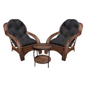Conjunto De 2 Poltronas + Mesa De Centro Preto