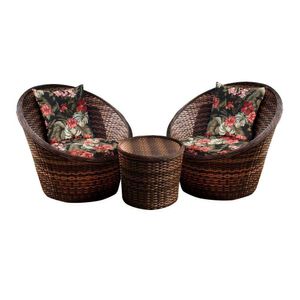 Conjunto De Poltronas Bola 2 Poltronas + 1 Mesa Centro Preto