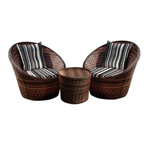 Conjunto De Poltronas Bola 2 Poltronas + 1 Mesa Centro Preto
