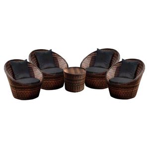 Conjunto De Poltronas Bola 4 Poltronas + 1 Mesa Centro Preto