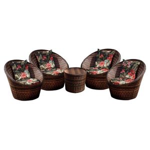 Conjunto De Poltronas Bola 4 Poltronas + 1 Mesa Centro Preto