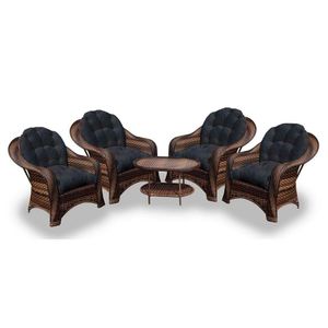 Conjunto De Poltronas 4 Poltronas + 1 Mesa Centro Preto