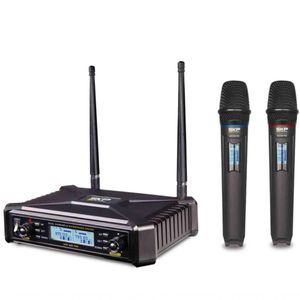 Microfone Uhf-600 Duplo De Mão Multifrequência Sem Fio Sauhf