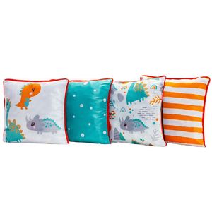 4 Capas De Almofadas Dinossauros 45cmx45cm Com Viés