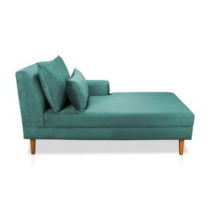Divã Chaise Jade 1,60 Cm Pés Chanfrado Suede Azul Tiffany