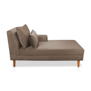 Divã Chaise Jade 1,60 Cm Pés Chanfrado Veludo Cappuccino