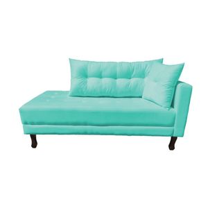 Divã Recamier Troya 1,40 Cm Lado Direito Suede Azul Tiffany