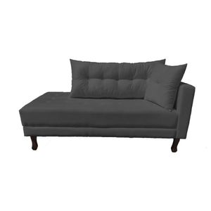 Divã Recamier Troya 1,40 Cm Lado Direito Linho Grafite