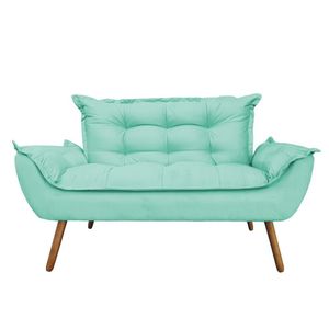 Namoradeira Decorativa Opala 2 Lugares Suede Azul Turquesa
