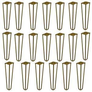 Kit 20 Pés De Metal 25 Cm Rack E Puffs Dourado