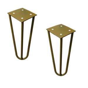 Kit 2 Pés De Metal 15 Cm Mesas De Centro Puffs Dourado