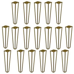 Kit 18 Pés De Metal 25 Cm Rack E Puffs Dourado