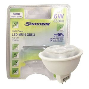 Lâmpada De Led Mr16 Gu5.3 6w 12v Da Luz Branco-quente