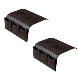 Kit 2 Bandejas Esteira Para Braço De Sofá De Couro Preto