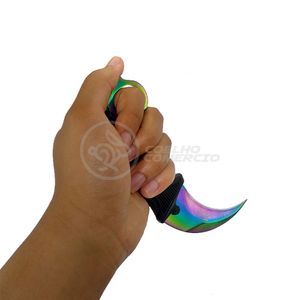 Knife Rainbow Karambit Com Fio Manobras Arco Iris Inox