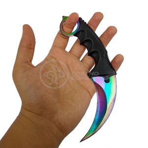Knife Rainbow Karambit Com Fio Manobras Arco Iris Inox
