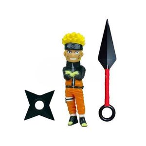 Kit Boneco Action Figure Naruto + Shuriken Ninja + Kunai Nº1