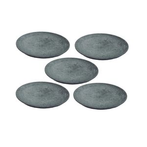 Kit 5 Pratos Raso Redondo Pedra Sabão Sobremesa E Bolos 26Cm