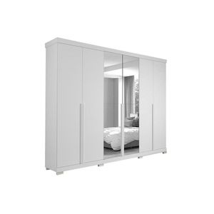 Guarda Roupa Casal 6 Portas E 6 Gavetas C/ Espelho E Pés Guarapari Branco - Panan