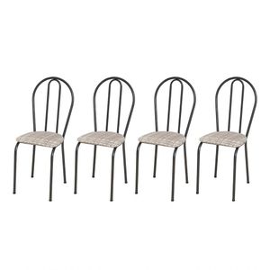 Kit 4 Cadeiras 004 Cromo Preto/rattan