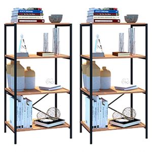 Kit 2 Estantes Livreiro Baixa Multiuso 60cm 4 Prateleiras Padova Demolição