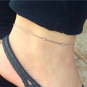 Tornozeleira Corrente Mini Bolinhas Banhado Em Rhodium Prata