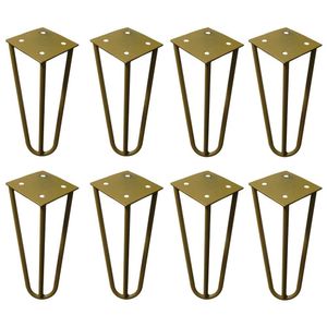 Kit 8 Pés De Metal 15 Cm Mesas De Centro Puffs Dourado