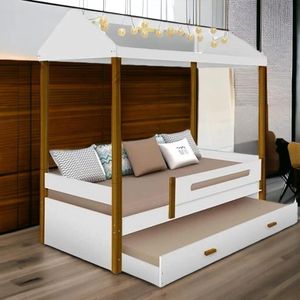 Cama Casa Solt. Lara Branco/mel C/ Led, Aux. E 02 Colchões
