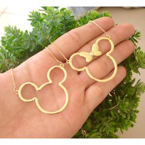 Gargantilha Minnie Ou Mickey Banhado A Ouro 18K