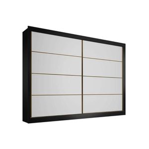 Guarda Roupa Casal 2 Portas De Correr E 6 Gavetas Sevilha Branco/Preto - Europa