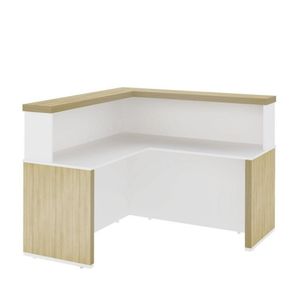 Conjuto 2 Balcões De Atendimento Em L Com 1 Gaveteiro Pasta Suspensa Tamburato Carvalho/Branco