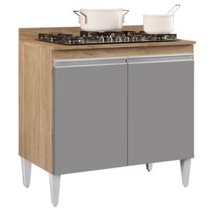 Balcão Para Cooktop 80cm 2 Portas Flórida Castanho cinza