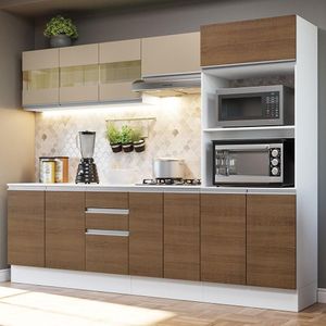 Armário De Cozinha Completa 250 Cm Branco/Rustic/Crema