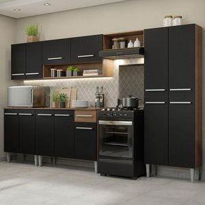 Cozinha Completa Com Armário E Balcão Rustic/Preto