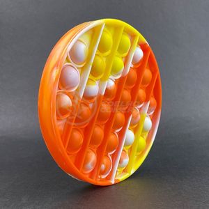 Pop It Tie Dye Circular Anti Stress Laranja E Amarelo