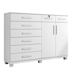 Comoda New Triunfo Quarto Com 8 Gavetas E 2 Portas Branco Branco