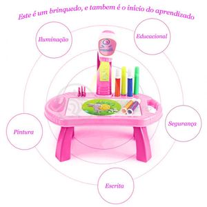 Projetor Para Desenho Infantil Aprendizagem Robo Rosa