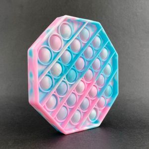 Pop It Tie Dye Octogonal Sensorial Azul E Rosa