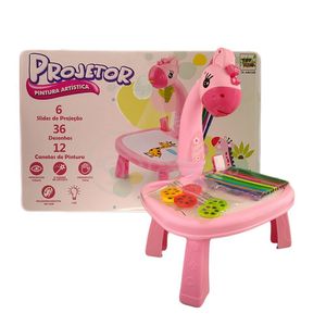 Projetor Para Desenho Infantil Aprendizagem Girafa Rosa
