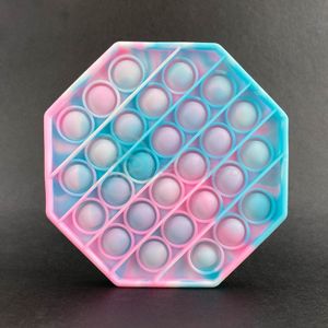 Pop It Tie Dye Octogonal Sensorial Azul E Rosa