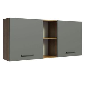 Armário Aéreo 150 Cm 2 Portas E 2 Nichos Rustic/Cinza