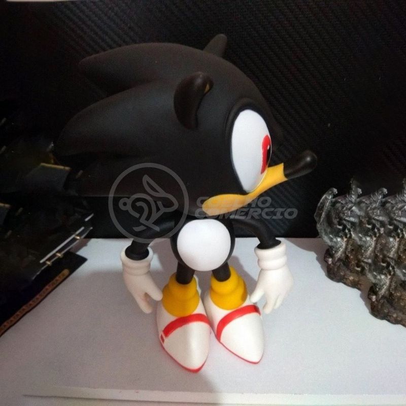 Boneco Action Figure Sonic Preto Articulado 23cm - WebContinental