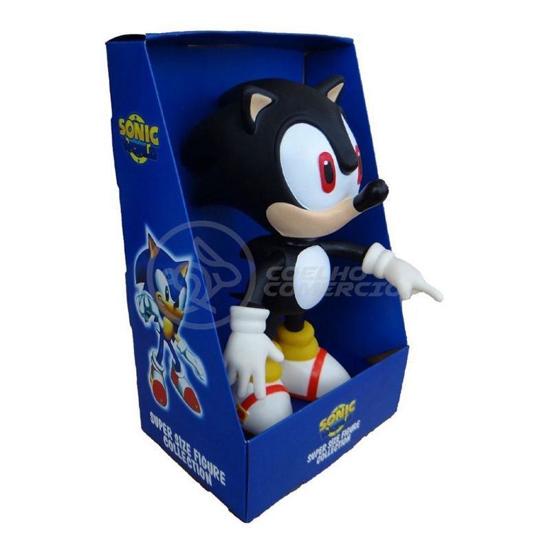 Boneco Sonic Preto Vinil Articulado 23cm Fica Em Pé Sega