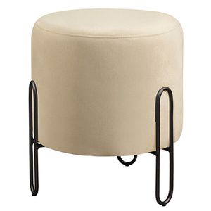 Puff Banqueta Mali Veludo Luxo Castellar Móbile Bege Claro