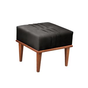 Puff Banqueta Corino Maya Luxo Madeira Maciça Castellar Móbile Preto