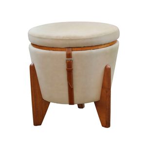 Puff Banqueta Veludo Fênix Baú Mesa Castellar Móbile Bege Claro