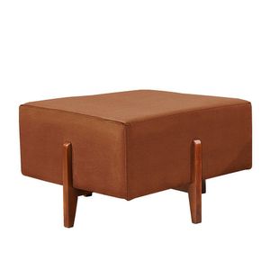 Puff Banqueta Corino Zurik Luxo Madeira Maciça Castellar Móbile Caramelo
