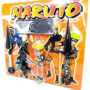 Kit Boneco Naruto 15cm e 2 Shuriken e 1 Bandana
