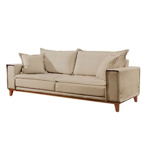 Sofá Fixo Aquiles 3 Lugares Luxo 200cm Castellar Móbile Bege