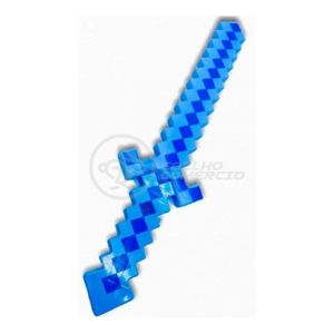 Brinquedo Espada Pixel Minecraft 58cm Diamante à Pilha Azul